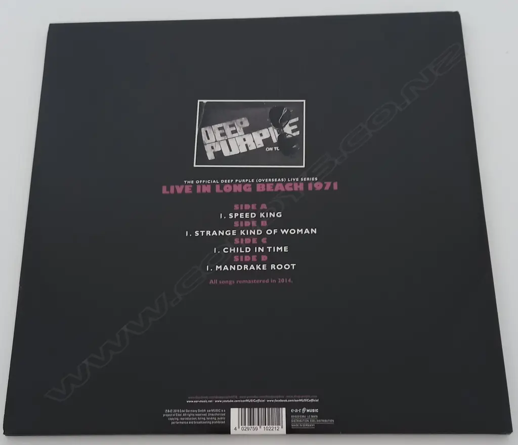 Deep Purple, Live In Long Beach 1971, (Double Album) Image 1++
